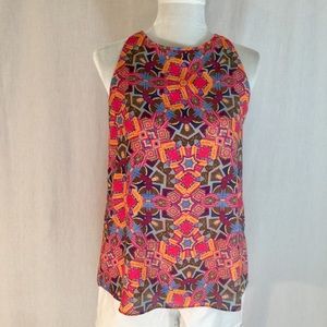 💕Kenar fun geometric boho print lined top